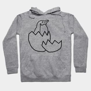 Little Blue Penguin Hatching from Egg Outline Hoodie